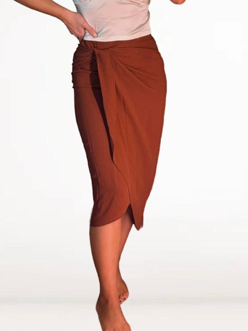 Rust Midi Wrap Skirt - Effortless & Stylish